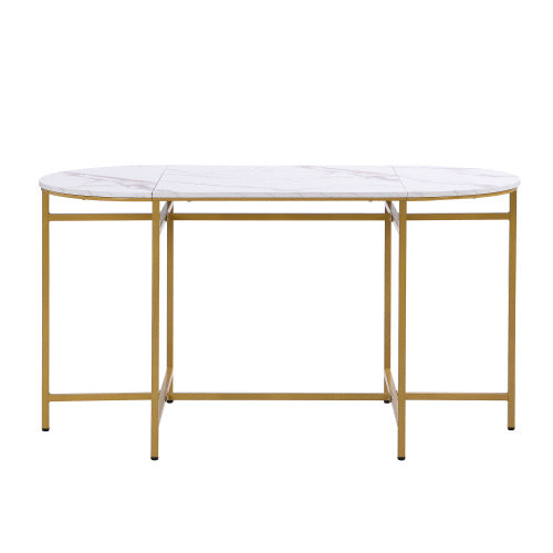 Dining Room Table Set With Six Chairs, Dining Group With White MDF Seat Cushions And Gold-plated Iron Frames, Modern Luxury Tables And Chairs