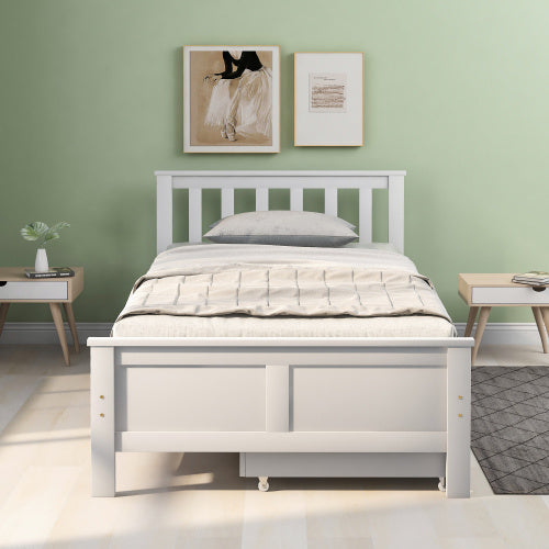 Wooden Solid White Pine Storage Bed With Drawers Bed Furniture Frame For Adults, Kids, Teenagers 3ft Single White 190x90cm