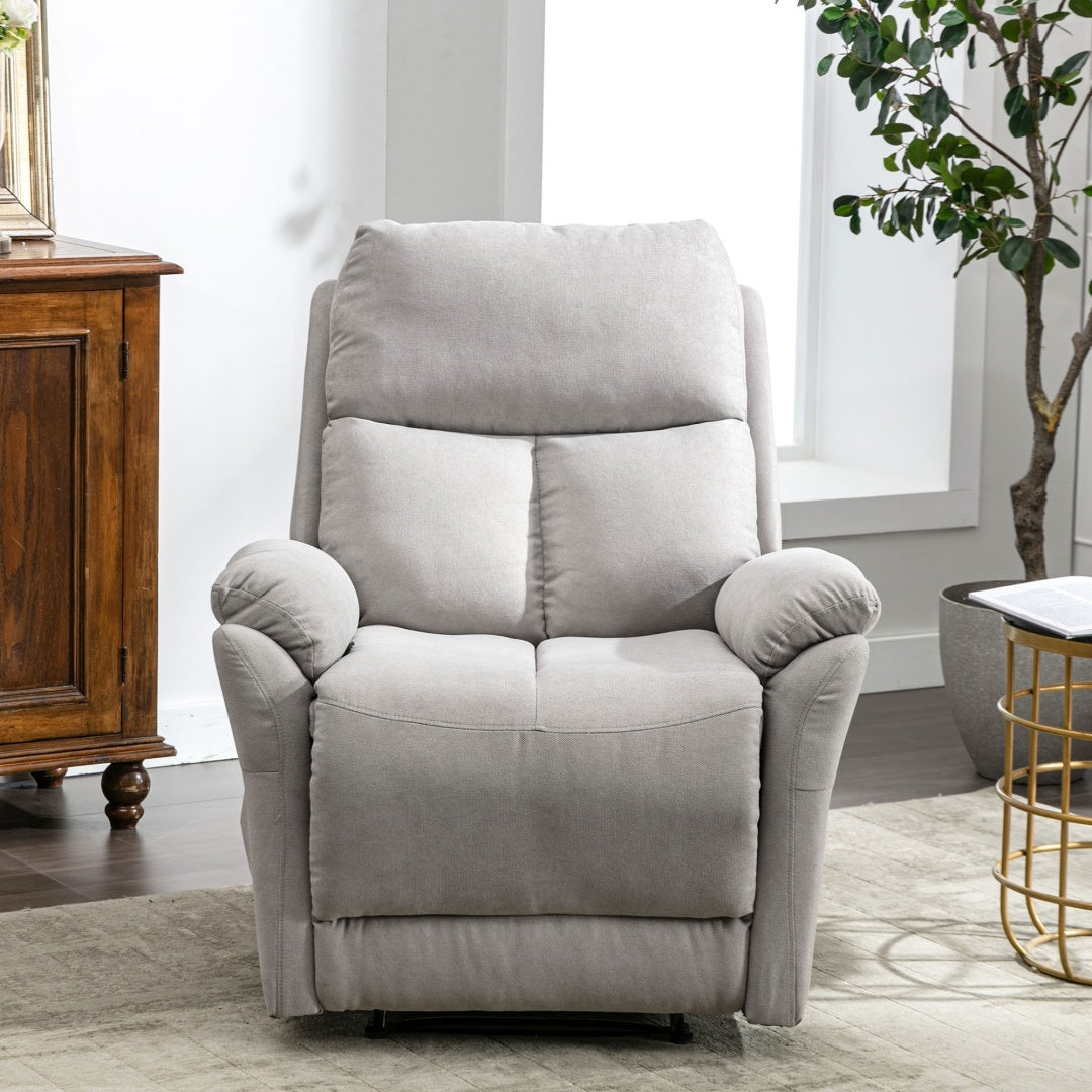 Recliner Chair For The Elderly, Fabric Upholstered Chair With Side Pockets, Recliner Armchair Adjustable For Living Room Bedroom,Gray