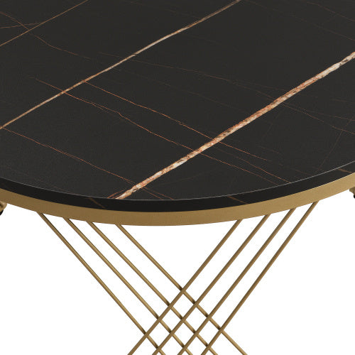 Elegant Nesting Coffee Table Marble Look Gold Decor,Side Table With Drawers Set Of 2