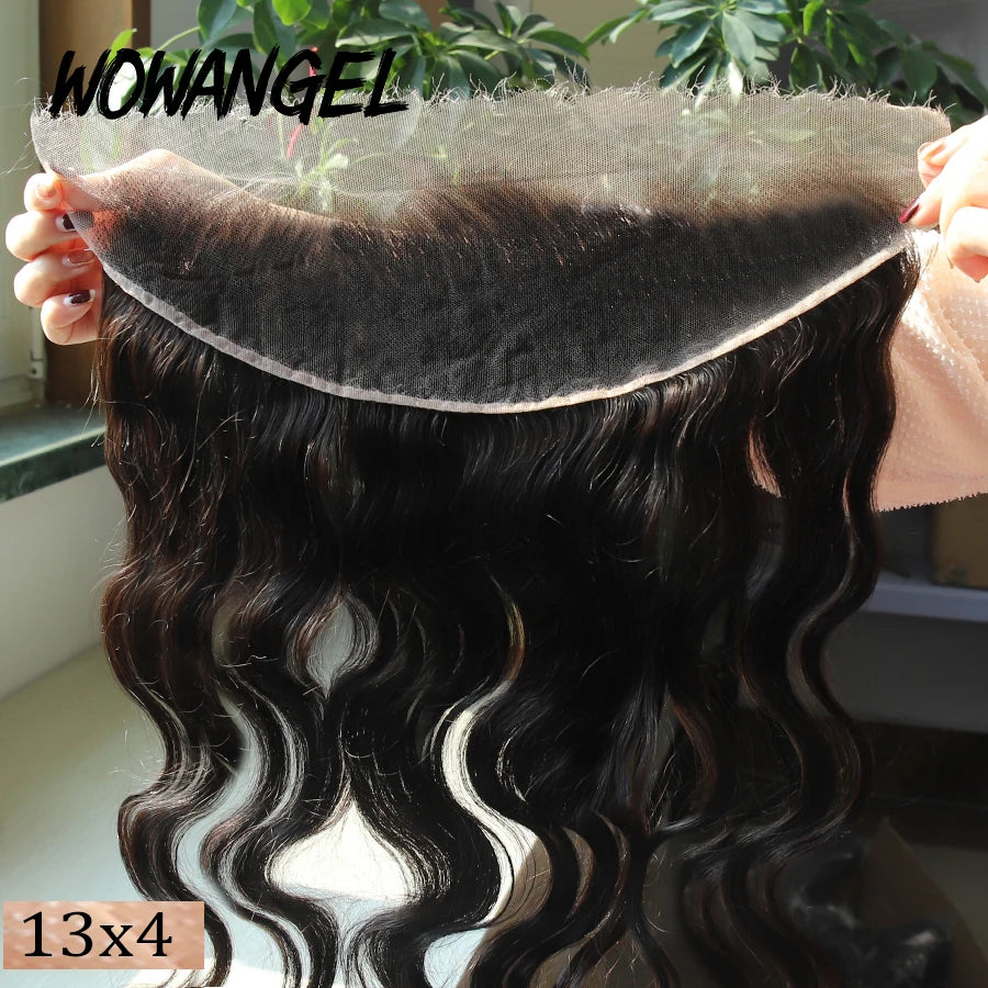 Wow Angel 13x6 Full Frontal Only Body Wave Melt Skins invisible HD Lace Frontal Human Hair Pre Plucked Deep Part For Woman