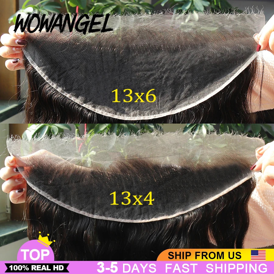 Wow Angel 13x6 Full Frontal Only Body Wave Melt Skins invisible HD Lace Frontal Human Hair Pre Plucked Deep Part For Woman