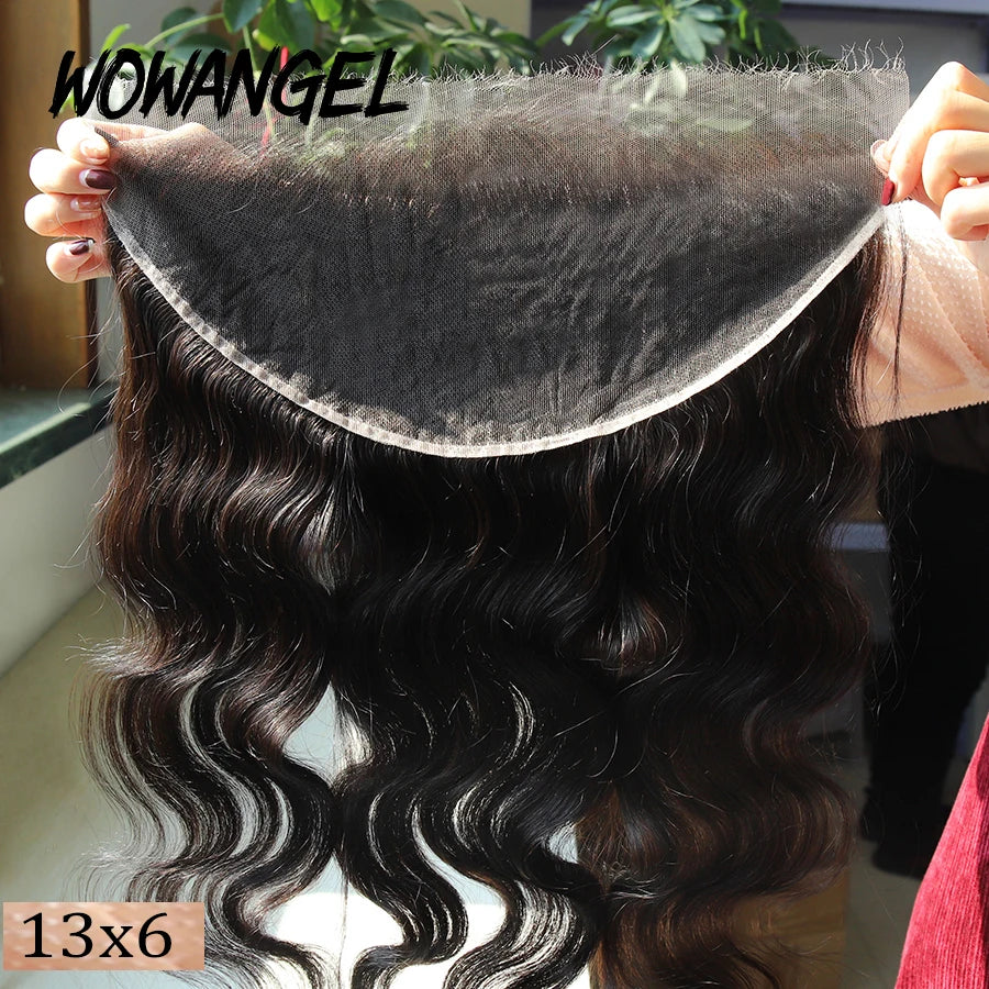 Wow Angel 13x6 Full Frontal Only Body Wave Melt Skins invisible HD Lace Frontal Human Hair Pre Plucked Deep Part For Woman