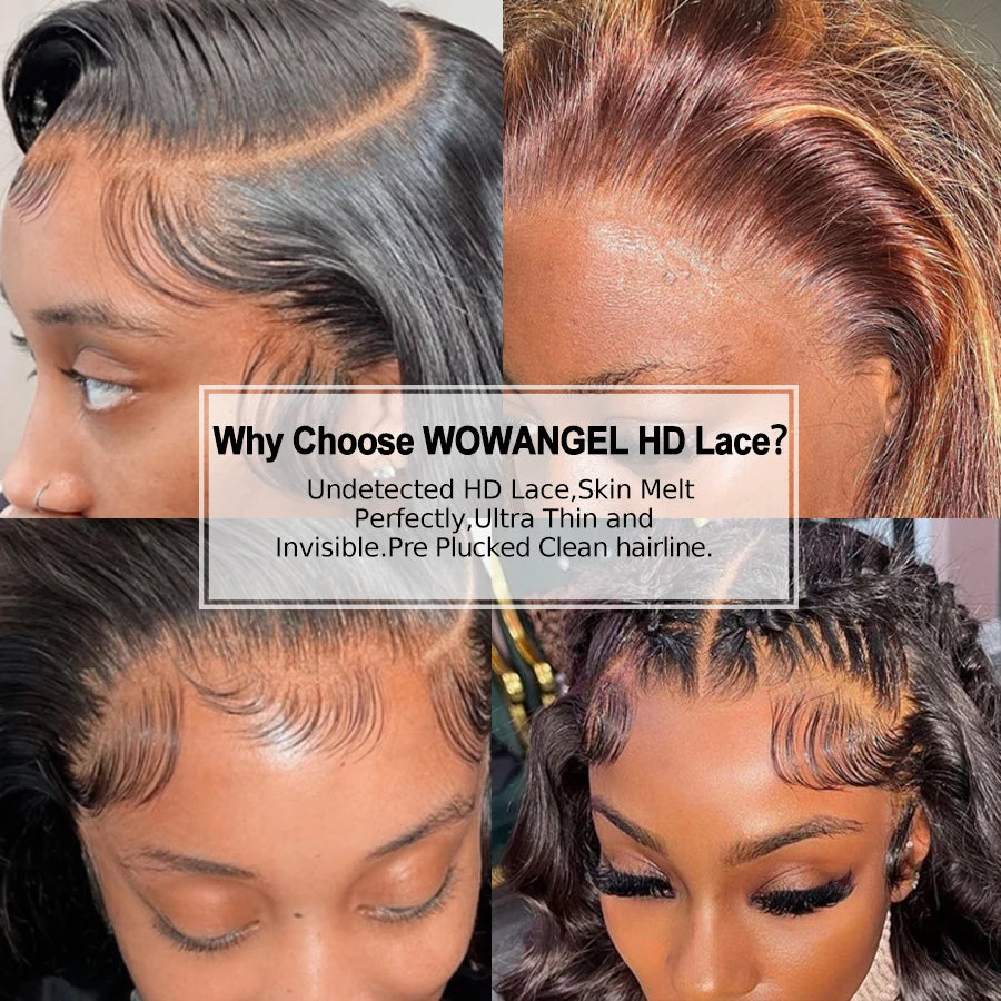 Wow Angel 13x6 Full Frontal Only Body Wave Melt Skins invisible HD Lace Frontal Human Hair Pre Plucked Deep Part For Woman