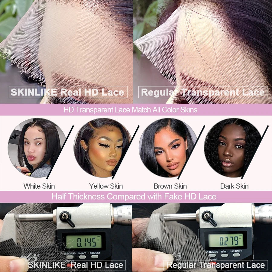 Wow Angel 13x6 Full Frontal Only Body Wave Melt Skins invisible HD Lace Frontal Human Hair Pre Plucked Deep Part For Woman