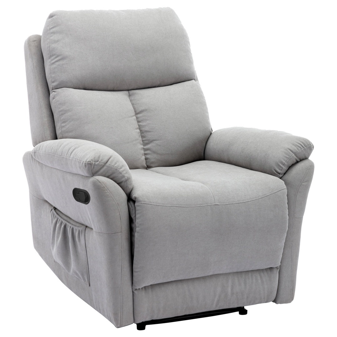 Recliner Chair For The Elderly, Fabric Upholstered Chair With Side Pockets, Recliner Armchair Adjustable For Living Room Bedroom,Gray