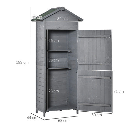 Outsunny Wooden Garden Storage Shed Utility Gardener Cabinet W 3 Shelves, Tilted-felt Roof And Two Lockable Doors, 79cm X 49cm X 191.5cm, Dark Grey