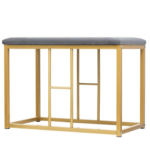 Dining Group, Set, With Dining Table, 4 Small Stools And 2 Large Stools, Kitchen Dining Table Set Made Of Steel Frame, Modern White And Gold, 140x70x76cm, Load Capacity 120 Kg
