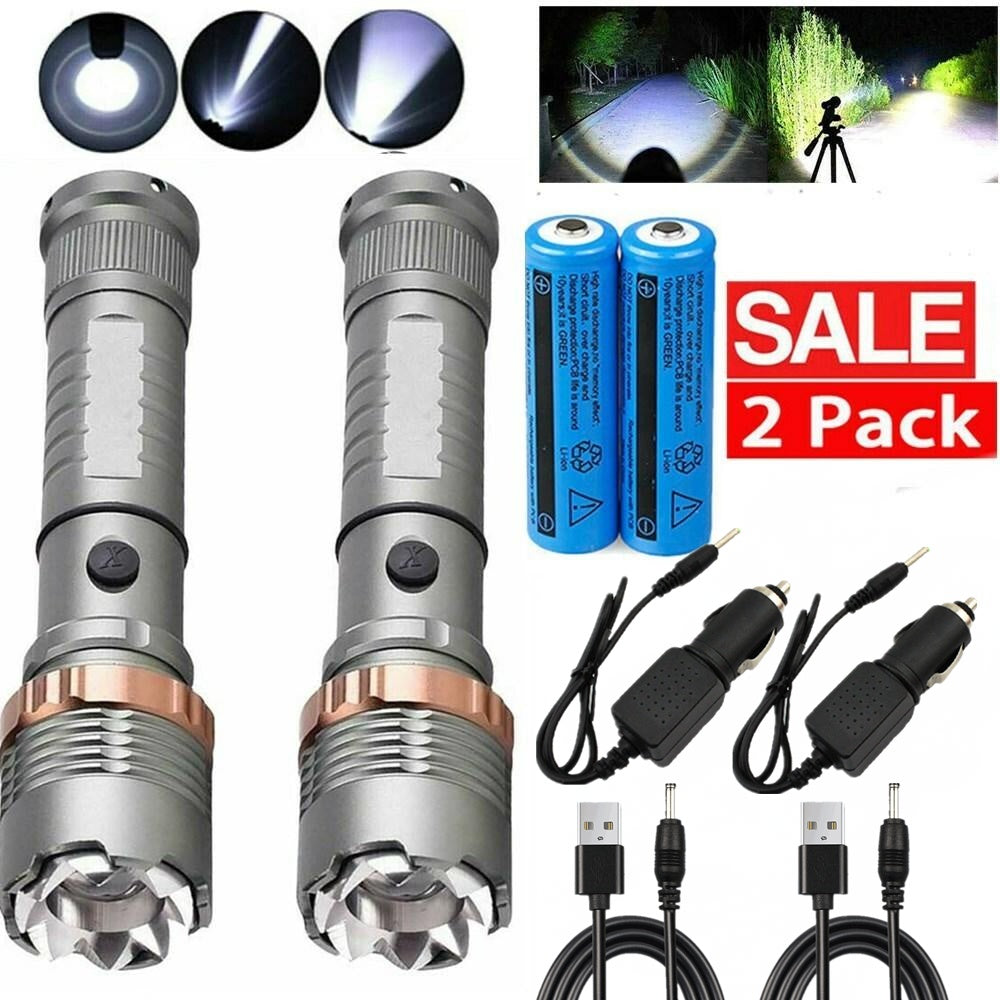 LED Tactical Flashlight Rechargeable LED Work Light Super Bright Torch Emergency Light Escape Hammer
