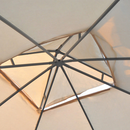 Outsunny 3Mx3M Garden Gazebo Double Top Outdoor Canopy Patio Event Party Wedding Tent Backyard Sun Shade With Netting - Cream White