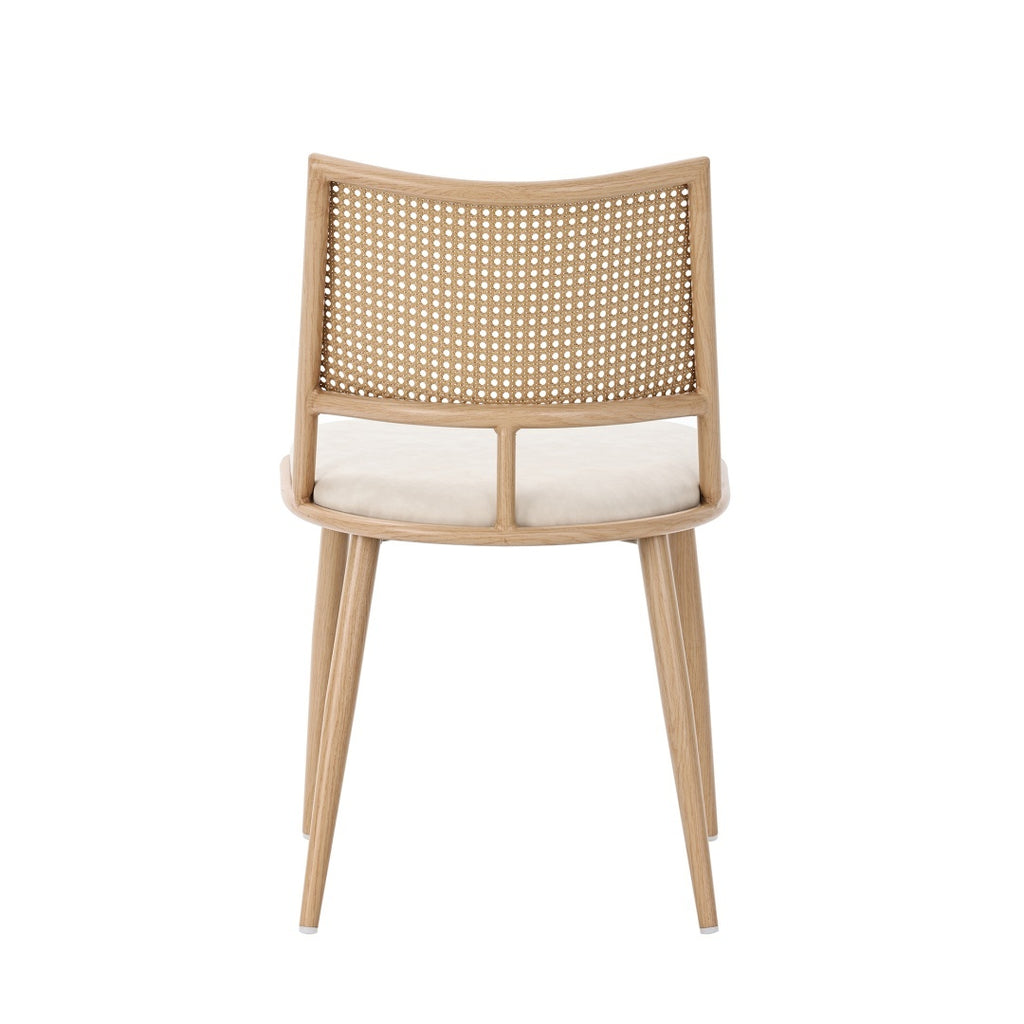 Set Of 4, PU Seat, Rattan Backrest, Bamboo Kitchen Chair With Imitation Rattan Backrest And Retro Side Armchair, Suitable For Home, Restaurant, Living Room, Cafe,beige
