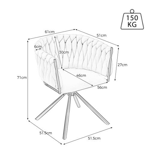 Velvet Dining Chair, Single Light Luxury Living Room Bedroom Swivel Chair, Leisure Swivel Chair With Four Metal Support Legs, Beige