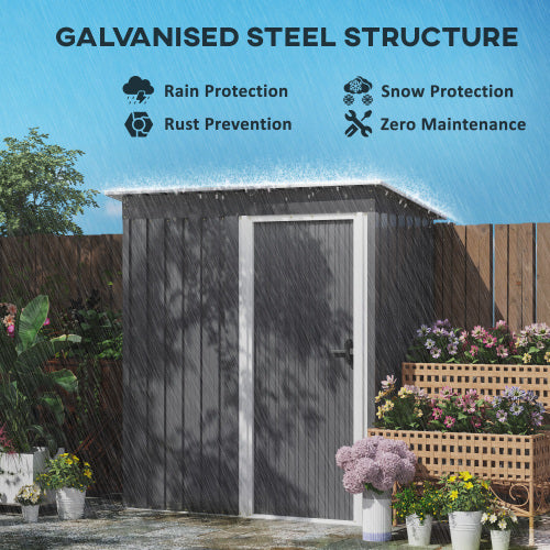 Outsunny 5 X 3ft Garden Storage Shed With Sliding Door And Sloped Roof Outdoor Equipment Tool, Light Grey