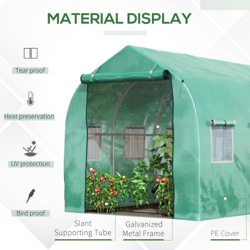 Outsunny Polytunnel Greenhouse With Windows And Door, Walk In Greenhouse For Garden, Backyard 4 X 2 M