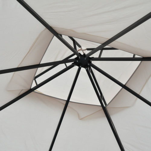 Outsunny 3 X3m Garden Gazebo Patio Party Tent Shelter Outdoor Canopy Double Tier Sun Shade Metal Frame Netting, Beige