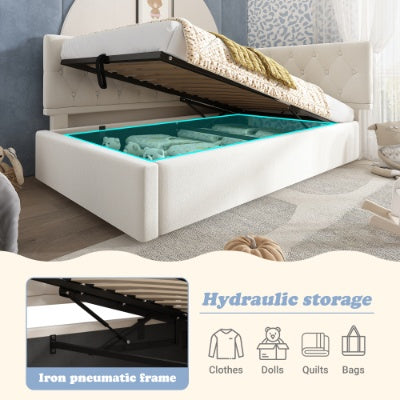 Daybed Upholstered Bed With Storage, 3FT Single Sofa Bed 90 X 190 Cm, Ottoman Bed With Hydraulic Storage, Metal Slatted Bed Frame, Velvet, No Mattres