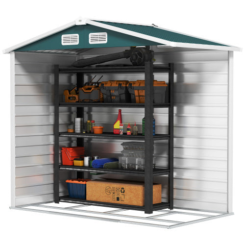 Outsunny 7 X 4ft Garden Shed, Easy To Assemble, Upgraded Galvanised Steel Frame With Foundation Kit, Double Doors With Lock, Outdoor Metal Shed With Vents And Gloves, Garden Storage Shed, Green