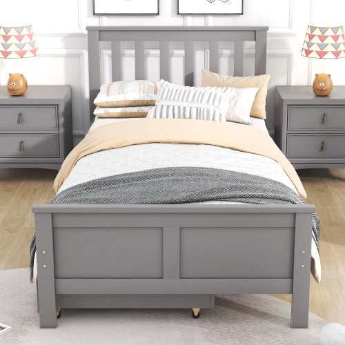 Mattress Not Included Wooden Solid Gray Pine Storage Bed With Drawers Bed Furniture Frame For Adults, Kids, Teenagers 3ft Single Gray 190x90cm