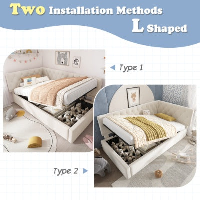 Daybed Upholstered Bed With Storage, 3FT Single Sofa Bed 90 X 190 Cm, Ottoman Bed With Hydraulic Storage, Metal Slatted Bed Frame, Velvet, No Mattres