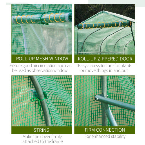 Outsunny Polytunnel Greenhouse With Windows And Door, Walk In Greenhouse For Garden, Backyard 4 X 2 M