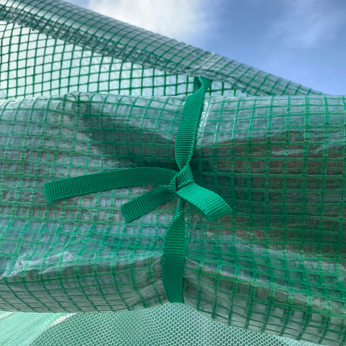 Outsunny Walk-in Polytunnel Garden Greenhouse, Outdoor Mesh Door Greenhouse With PE Cover And 6 Windows, 4.5 X 3 X 2m, Green