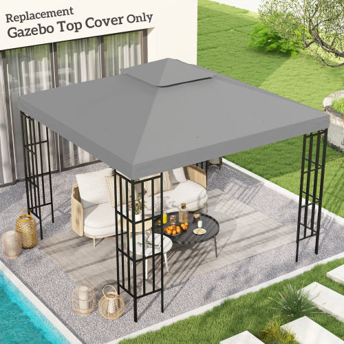 Outsunny  Gazebo Top Cover Double Tier Canopy Replacement Pavilion Roof Light Grey