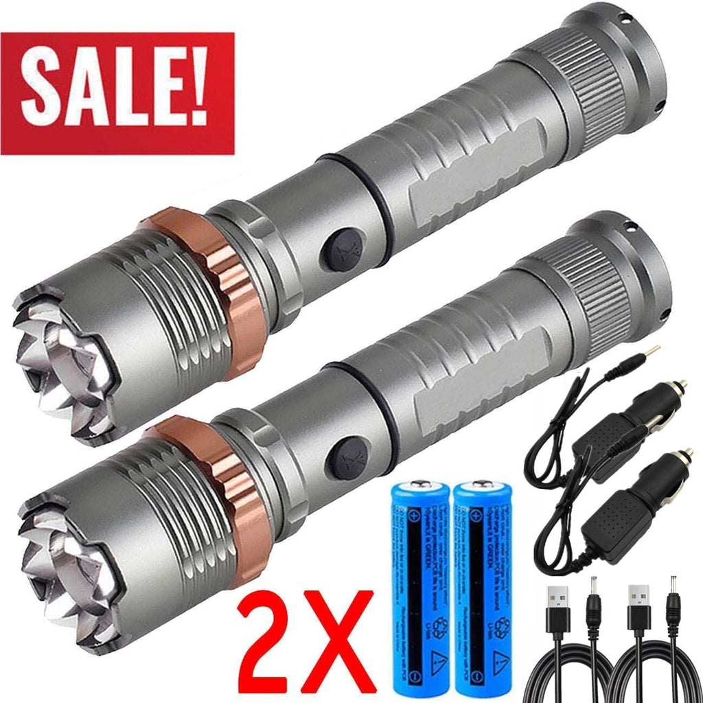 LED Tactical Flashlight Rechargeable LED Work Light Super Bright Torch Emergency Light Escape Hammer