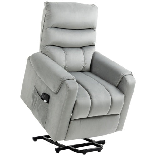 HOMCOM Vibration Massage Rise And Recliner Chair, Electric Power Lift Recliner With Remote Control And Side Pockets, Grey