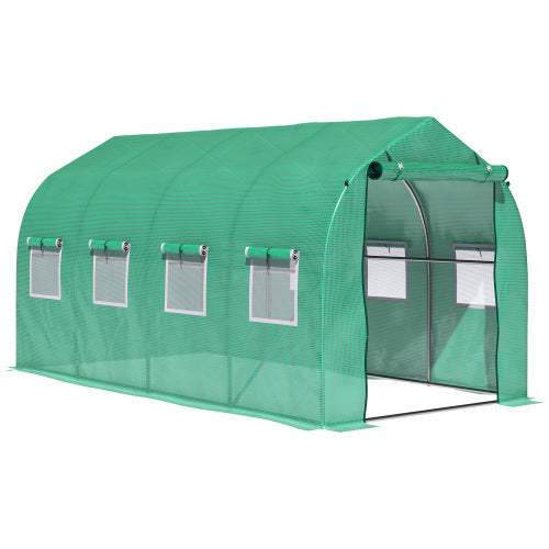 Outsunny Polytunnel Greenhouse With Windows And Door, Walk In Greenhouse For Garden, Backyard 4 X 2 M