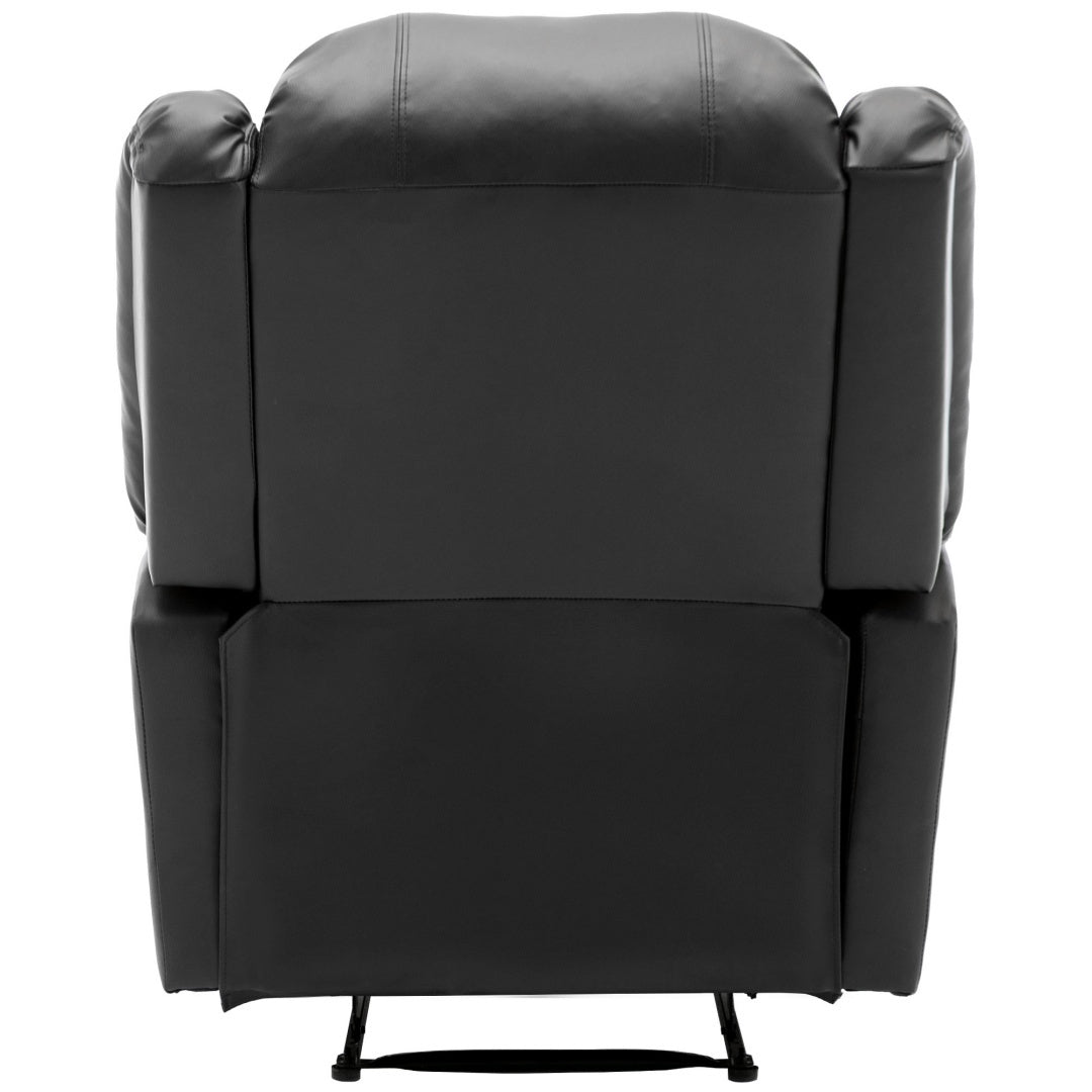 Recliner Chair For The Elderly, PU Leather Upholstered Chair With Side Pockets, Recliner Armchair Adjustable For Living Room Bedroom,Black