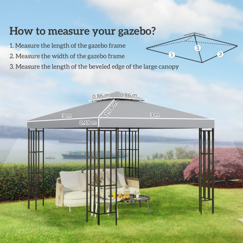 Outsunny  Gazebo Top Cover Double Tier Canopy Replacement Pavilion Roof Light Grey