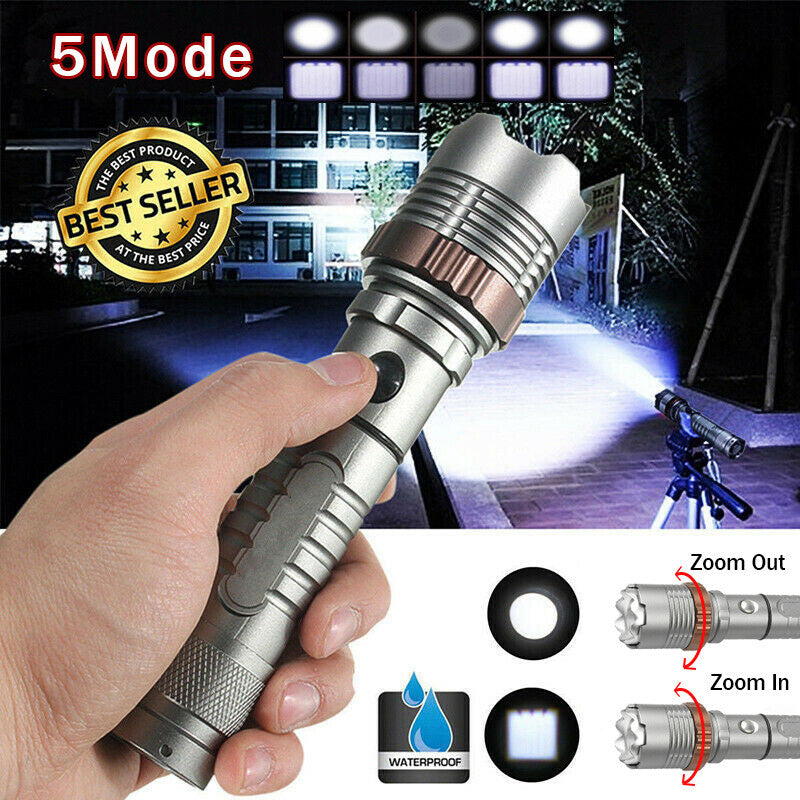 LED Tactical Flashlight Rechargeable LED Work Light Super Bright Torch Emergency Light Escape Hammer