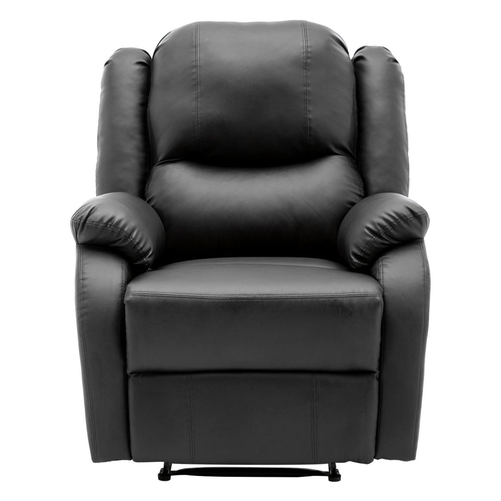 Recliner Chair For The Elderly, PU Leather Upholstered Chair With Side Pockets, Recliner Armchair Adjustable For Living Room Bedroom,Black
