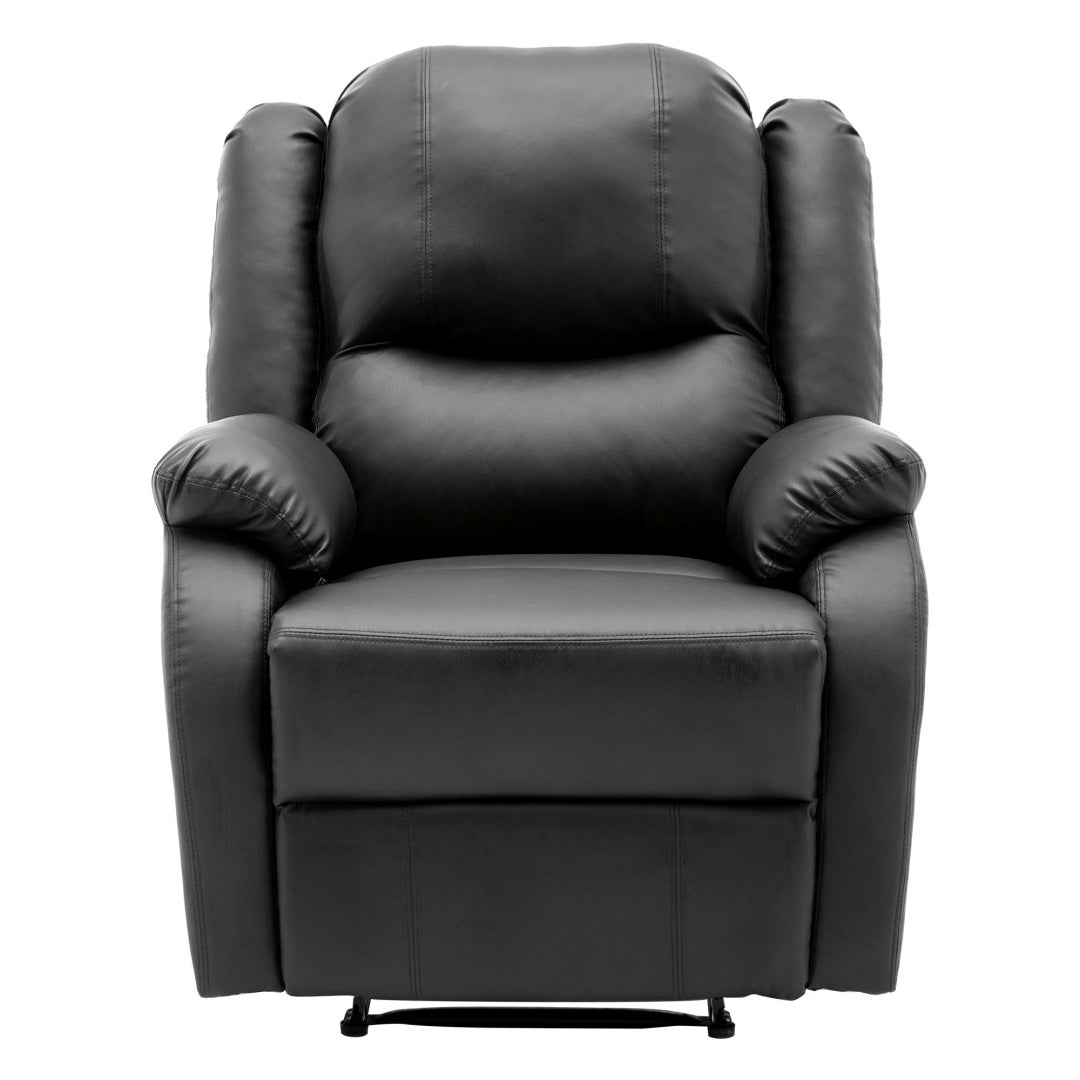 Recliner Chair For The Elderly, PU Leather Upholstered Chair With Side Pockets, Recliner Armchair Adjustable For Living Room Bedroom,Black