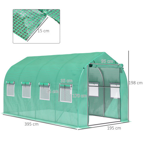 Outsunny Polytunnel Greenhouse With Windows And Door, Walk In Greenhouse For Garden, Backyard 4 X 2 M