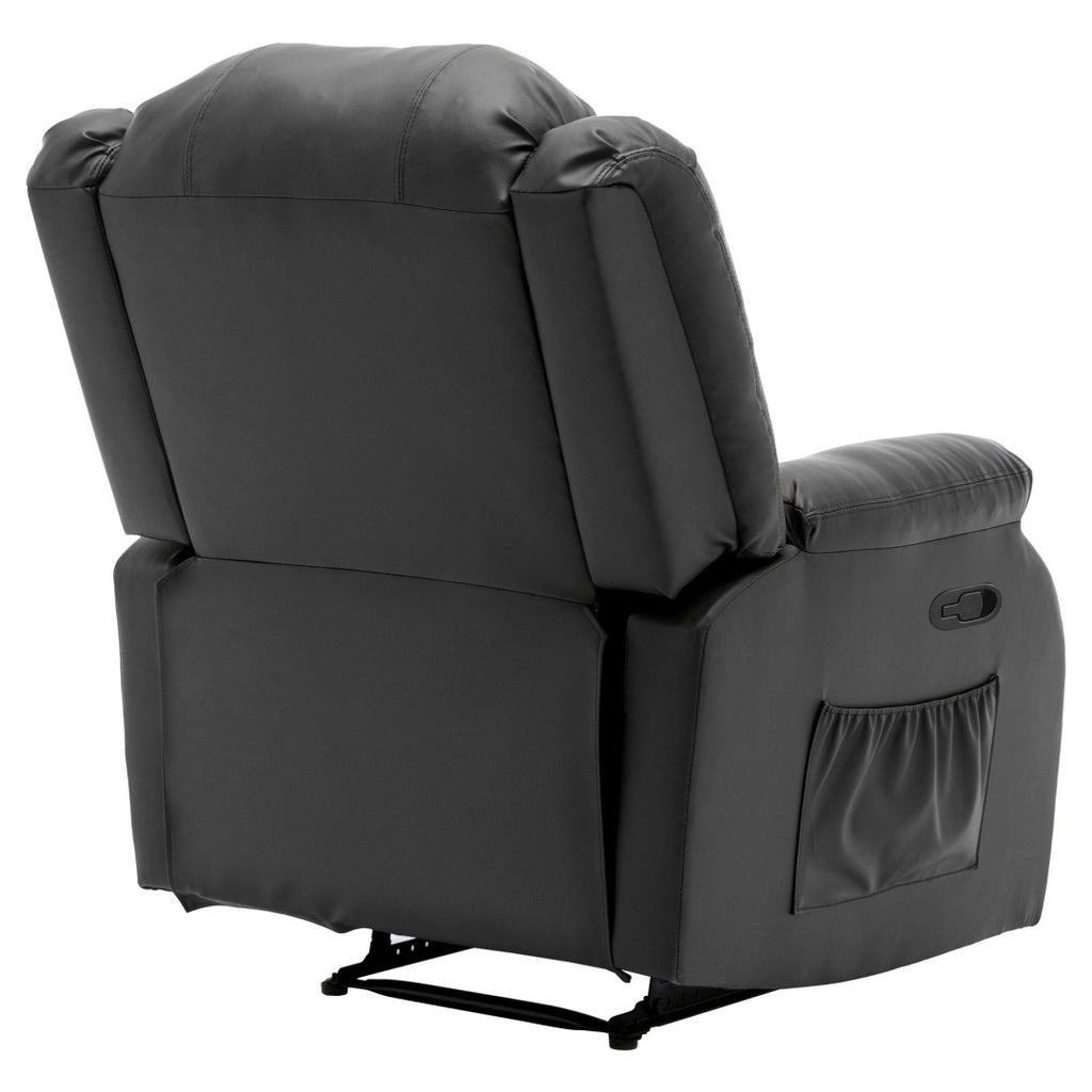 Recliner Chair For The Elderly, PU Leather Upholstered Chair With Side Pockets, Recliner Armchair Adjustable For Living Room Bedroom,Black