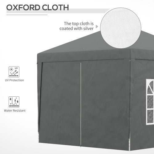 Outsunny 3 X 3 Meters Pop Up Water Resistant Gazebo Wedding Camping Party Tent Canopy Marquee With Carry Bag And 2 Windows, Grey