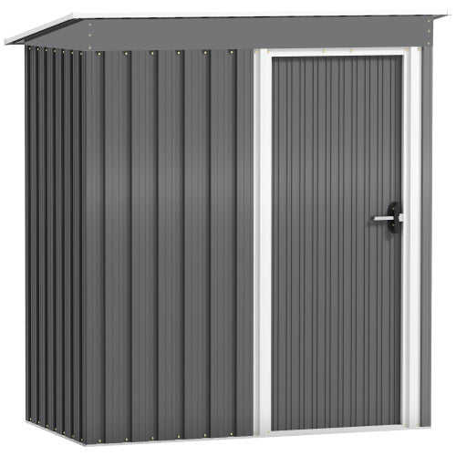 Outsunny 5 X 3ft Garden Storage Shed With Sliding Door And Sloped Roof Outdoor Equipment Tool, Light Grey