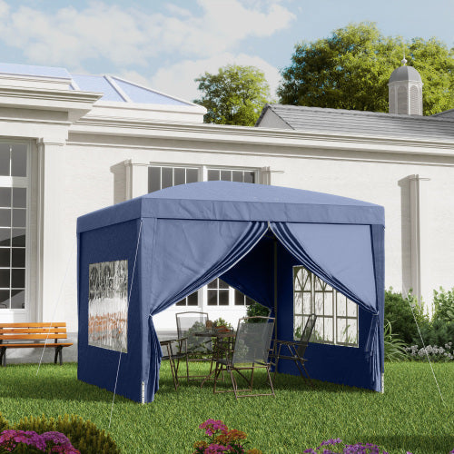 Outsunny 3 X 3m Pop Up Gazebo, Water And UV Resistant Party Tent Camping Canopy Marquee With Carry Bag, Blue