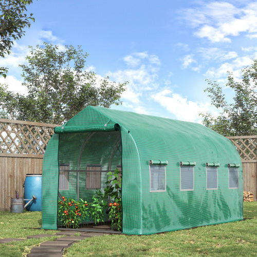 Outsunny Polytunnel Greenhouse With Windows And Door, Walk In Greenhouse For Garden, Backyard 4 X 2 M