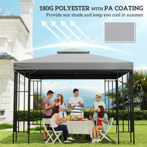 Outsunny  Gazebo Top Cover Double Tier Canopy Replacement Pavilion Roof Light Grey